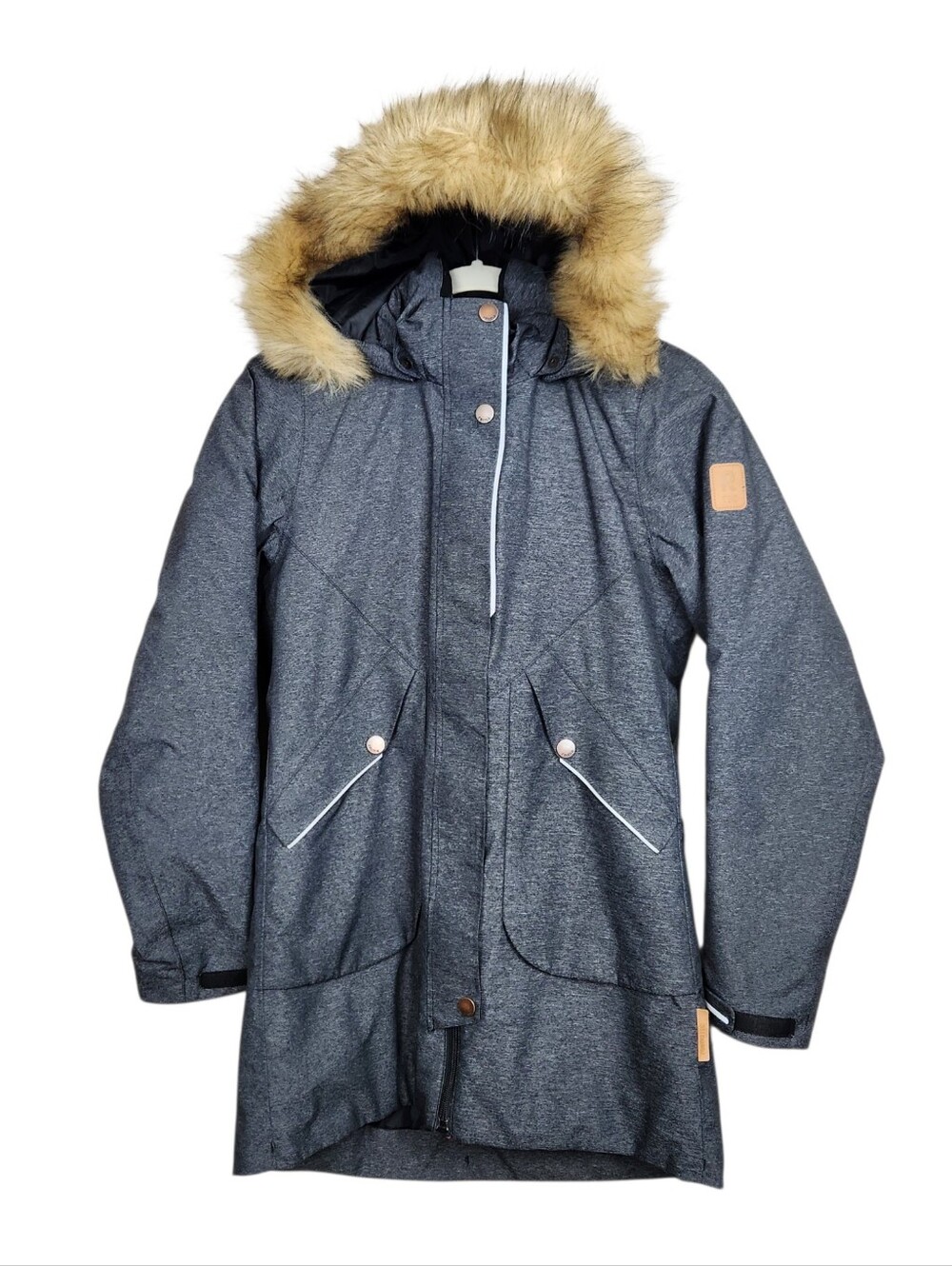 Reima Reimatec Inari Charcoal Winter Parka Faux Fur Collar Ski Kids Size 12